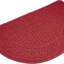 2 x Half Round Non-Slip Kitchen Bedroom Toilet Doormat Floor Rug Mat Keeps Your Floors Clean Decorative Design Large, Red
