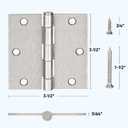 TICONN 48-Pack 3.5 Inch Door Hinges with Square Corner, 3-1/2 x 3-1/2 Inch Iron Bifold Residential Doors Hardware (Square Corner, Satin Nickel, 48 Pack)