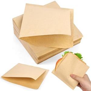 VGOODALL 200 Pcs Double Open Pretzel Bags, 5" x 5" Grease-Resistant Brown Sandwich Paper Bags Paper for Oily Snack Pretzels Cookies