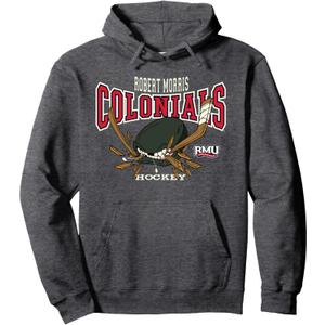 Robert Morris Colonials Hockey Bite Dark Gray Pullover Hoodie, 2xl
