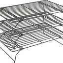 3 Tier Stackable Cooling Rack for Batch Cooling Cookie, Pizza, Cake15.8”x 10” Heavy Duty Cooling Racks for Cooking and Baking, Oven and Dishwasher Safe Baking SuppliesBlack