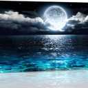 Wall Art Moon Sea Ocean Landscape Picture Canvas Wall Art Print Paintings Modern Artwork for Living Room Wall Decor and Home Dcor Framed Ready to Hang,1inch Thick Frame, Waterproof Artwork., 40"L x 20"W