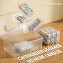 Portable Cord Organizer Box with Handle, 7 Clear Cable Storage Cases and Labels, Travel Cable Holder for Charging Cords, USB Wires, Earphones Home Desk Drawer Organizer (Type A)
