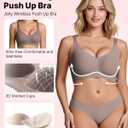 PQK Jelly Wireless Bras for Women Plus Size Seamless Full Coverage No Underwire Push Up Comfortable Bra (Size XXXXL Mauve) (Yellow, XXXL)