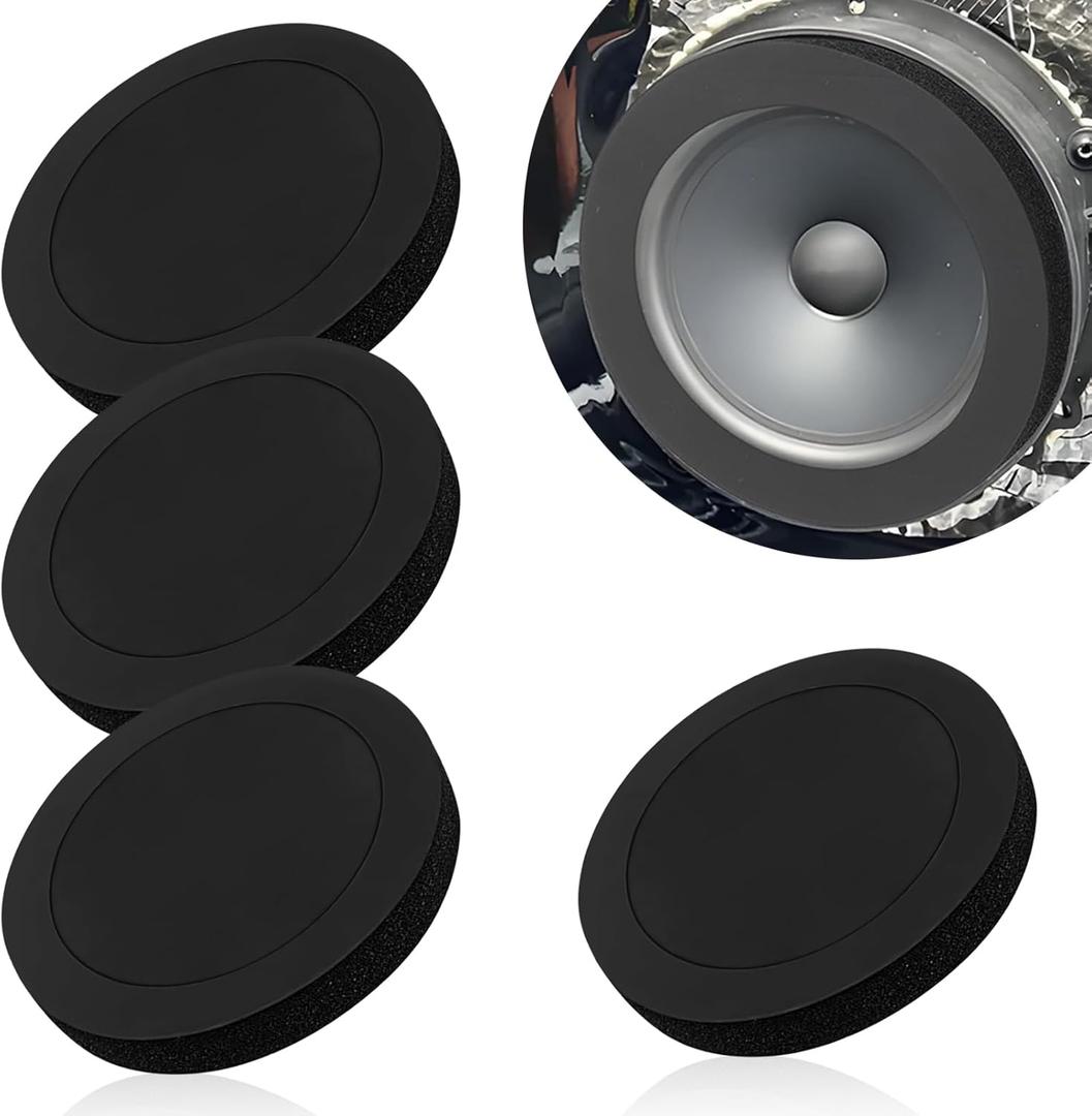 6.5 Inch Speaker Foam Rings, 4PCS 6.5" Bass Blockers for Tweeters Speaker Baffle Fast Rings Stereo Enhancer Foam Spacer Adapter Self-Adhesive High Resilience Car Speakers Gasket (Black)