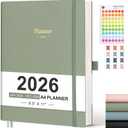 AHGXG 2026 Planner, Weekly and Monthly, Large A4 8.5"x11", Planner 2026-2027, Calendar 15-Months Jan 2026 - Mar 2027, Vegan Leather Softcover, Inner Pocket, Sage Green