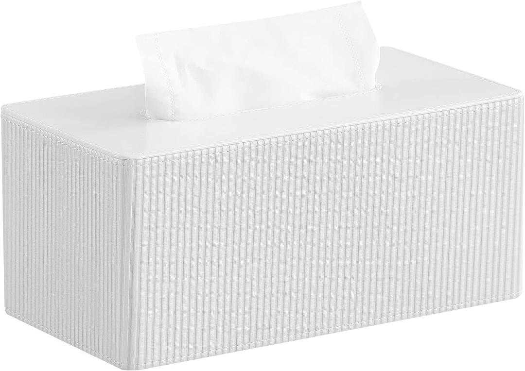 PU Leather Tissue Box Cover with Magnetic Closure, Modern Rectangular Tissue Box Holder Decorative Organizer for Bathroom Vanity Countertop, Night Stands Bedroom Office Desk