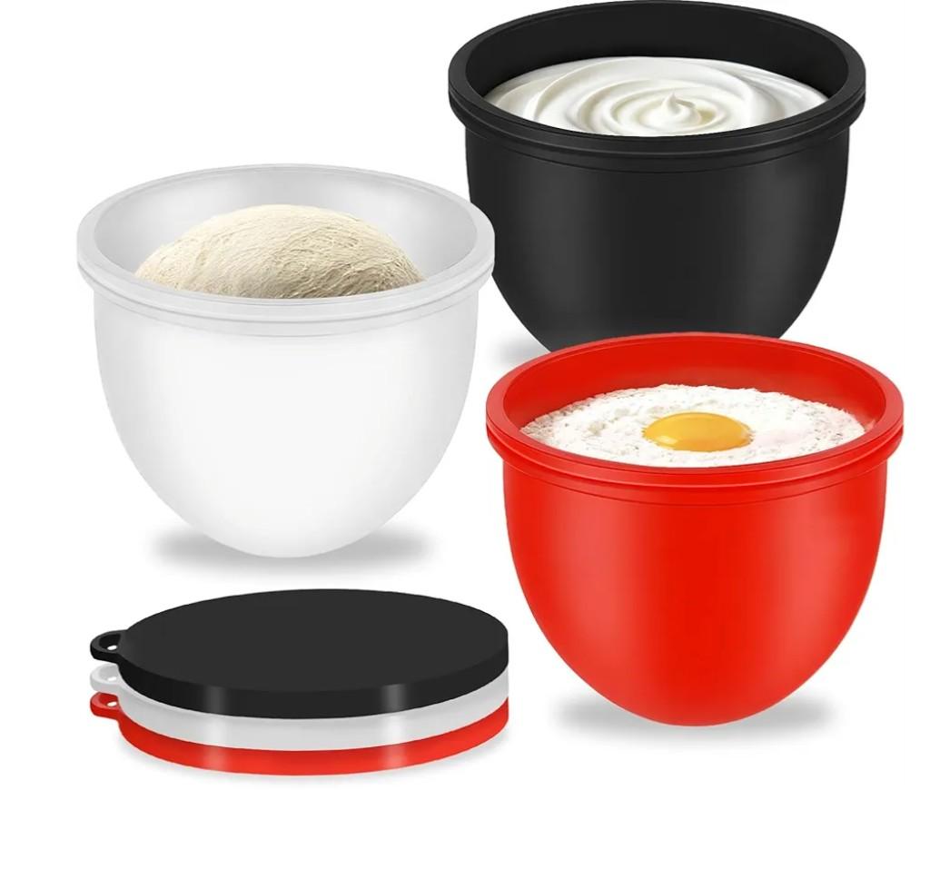 3Pcs Upgraded Silicone Mixing Bowl Liners for Kitchen Aid Tilt-Head 5QT Stand Mixers, Thickened Food-Grade Inserts, Non-Slip Silicone Mixing Bowl Liners, Dishwasher-Safe for Baking & Cooking