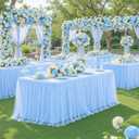 6ft Baby Blue Tulle Tablecloths for Rectangle Tables Light Blue Table Cloths Rectangle Wrinkle Free Stretch 6 Foot Table Cover with Tutu Skirt for Baby Shower Boy Birthday Party Banquet Buffet Cake