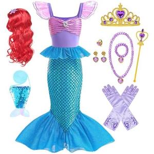 Huutiomys Little Girl Luxury Mermaid Costume Princess Dress for Girls with Accessories Size 110