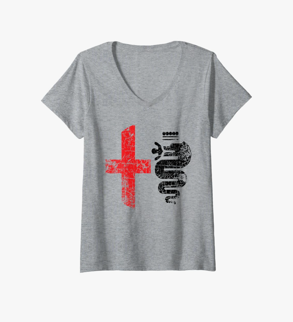 Alfisti Womens Alfa Car Drivers Stylish Grunge Logo V-Neck T-Shirt Size Large