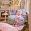 jinchan 5ft Round Rug, Washable Non Slip, Peach Pink