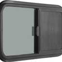 Horizontal RV Window, 30" W x 20" H Tinted Sliding RV Window with Net Screen and Trim Ring, Suitable for 15/16" or 1-3/8" and Slightly Thicker Up to 1/16" Walls, DOT Approved