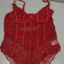 Avidlove Bodysuit for Women Sexy Lace Top One Piece Lingerie V Neck Mesh Tops Going Out Cami Naughty Push Up Body Suit XL