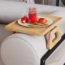 Couch Arm Tray,Bamboo Folding Sofa Tray,Sofa Armrest Trays Clip-On Couch Desk for Drinks,Snacks,Phone,Remote ControlNatural