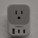 India Plug Adapter 1 Pack, TESSAN Type D Travel Adapter with 4 Outlets 3 USB Charger (1 USB C Port), US to Indian Outlet Adaptor for USA to Bangladesh, India, Kuwait, Maldives