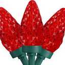LED C9 Green-Wire Christmas Lights - Red, 25 ...