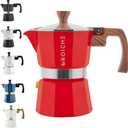 GROSCHE Milano Stovetop Espresso Maker Moka Pot 3 espresso Cup - 5oz, Red - Cuban Coffee Maker Stove Top Coffee Maker Moka Italian Espresso Greca Coffee Maker Brewer Percolator