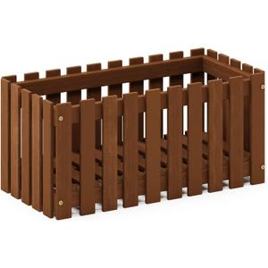 Furinno FG18453 Tioman Hardwood Patio Furniture Outdoor Slat Style Flower Planter Box, Natural