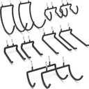 HUHOLE 10-Pack Heavy Duty Pegboard Hooks for Power Tools & Garage Organization, Vinyl-Coated Steel Drill Holders & Utility Hangers, Fits Standard 1/4" Pegboards (Black) | Heavy Duty, for Power Tools, Drill, Hammer, Cord