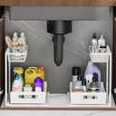 Under Sink Organizers and Storage 2 Tier Slide Out Kitchen Cabinet Organizer Sturdy Metal Bathroom Storage (White, 2 Pack)