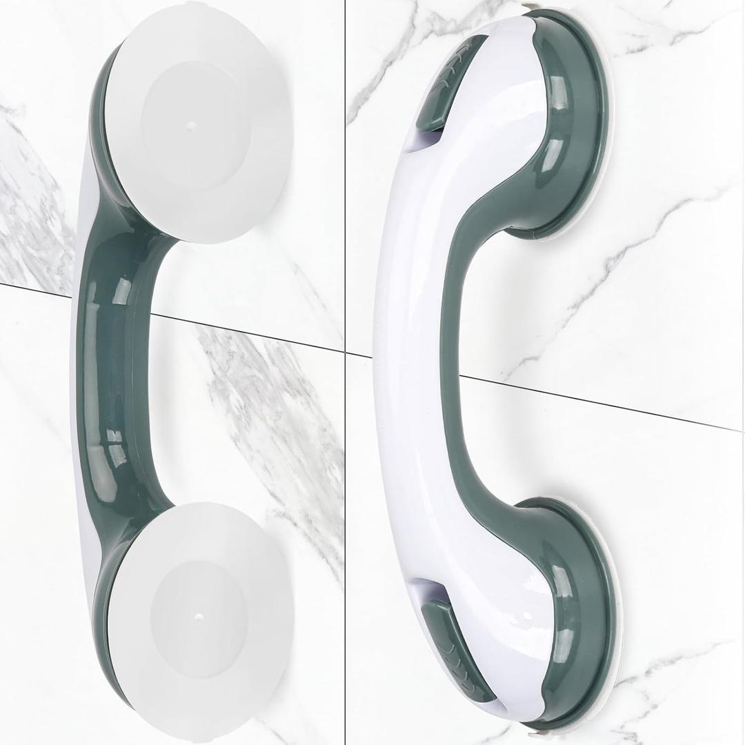 2Pack Shower Handle Safety Grab Bars with Suction Cups for Bathtubs and Showers  Bathroom Rails Aid for Seniors, Elderly, Handicap  Wall & Bath Tub Toilet Support 12Inch