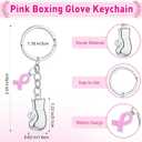Breast Cancer Awareness Accessories Breast Cancer Boxing Keychain with Pink Ribbon Inspirational Card Survivor Gift