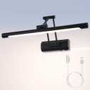 17"Battery Operated Picture Light, 5200mAh Rechargeable Wall Light for Paintings, 3-Color & Dimmable LED Art Light with 270° Rotate Arm, Cordless Frame Lighting for Gallery, Living Room, Black