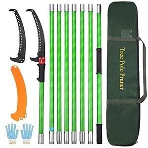 Kokorona 26ft Tree Pole Pruner Saws for Tree Trimming Manual Tree Pole Branches Pruner Garden Tools Extendable Height with Pole Saw Blade Green