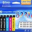 Latest Chip Remanufactured Ink Cartridges Replacement for Epson 822XL 822 XL Ink Cartridges Combo Pack High Capacity Ink Works with Workforce Pro WF-3820, WF-3823, WF-4820, WF-4830, WF-4833, WF-4834