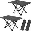 2 Pack Camping Table Foldable, Portable Folding Beach Table, Black-L | Ultralight, Metal, with Carry Bag, Small for Outdoor Travel & Picnic, BBQ, Cooking, Festival, Boat, Home Use