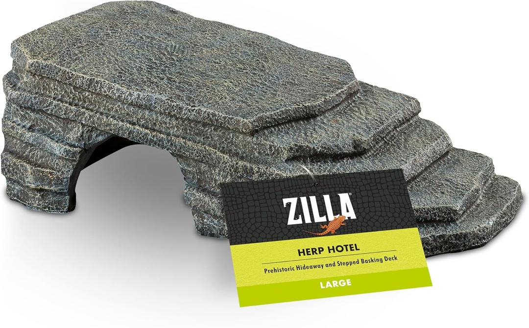 Zilla Herp Hotel, Naturalistic Hide and Basking-Platform for Leopard Geckos, Bearded Dragons, Anoles, Large