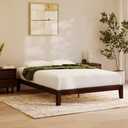 Nectar Bamboo Platform Bed Frame & Headboard - Natural - Queen - Floating Center Support Legs - 12” Height - Easy Tool Free Set Up - Contemporary - Sturdy Wooden Support Slats - Holds Up To 800 Pounds