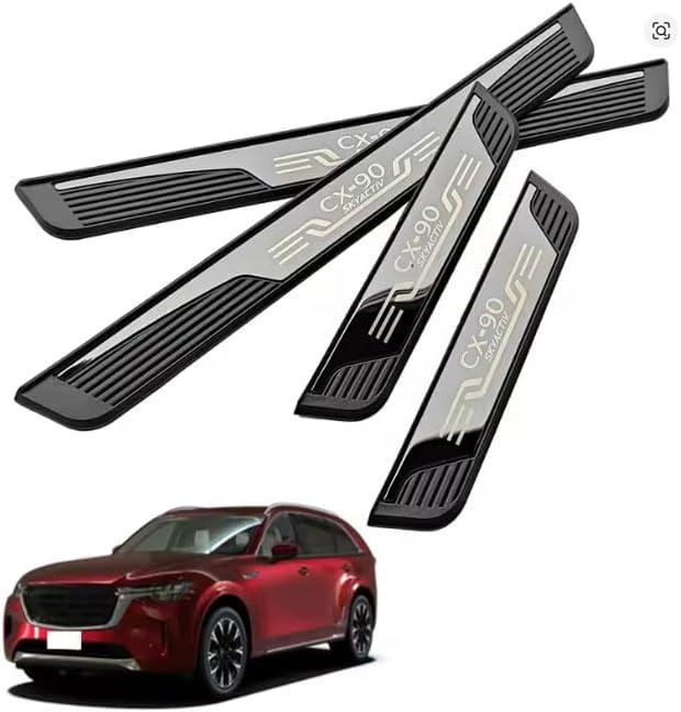 Door Sill Scuff Plates for Mazda CX-90 2024-2025, Door Entry Guard Accessories Trim Cover, Auto Interior Accessory Kick Panels 4pcs set