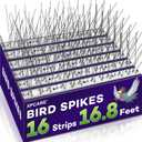 XPCARE 16.8 Feet Bird Spikes, Stainless Steel Bird Spikes Fence Spikes for Crow Robin Pigeon Squirrel Raccoon Defender Spikes (16 Packs)