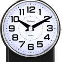 Tinload 4.3" No Ticking Analog Alarm Clock,Silent Readable for Seniors,Easy to Set,Gradual Rise Alarm,Big Numbers,On/Off Switch on Side,Gentle Wake,Snooze,Lighted on Demand,Battery Operated,Black