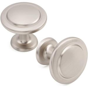 KOOFIZO Stepped Round Cabinet Knob - Brushed Nickel Pull Handle (Dia.31mm / 1.2 Inch), 10-Pack for Kitchen Cupboard Door, Bedroom Dresser Drawer, Bathroom Wardrobe Hardware
