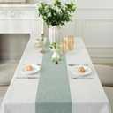 Laolitou Rectangle Tablecloth for Dining Table Rustic Farmhouse Kitchen Tables Cloth Coffee Table Cover, Cotton Linen Fabric Small Rectangle Tablecloths, Green Stripe, 55x86 Inch