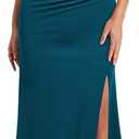 WOOSEA Women's One Shoulder Sleeveless Split Bodycon Mermaid Evening Cocktail Long Dress (X-Large, Teal Color)