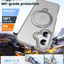 360 Spin Magnetic Stander for iPhone 17 Case [Compatible with Magnetic] [Built-in Kickstand] Mil-Grade Protective, Matte Non-Slip for iPhone 17 Phone Case(Gray)