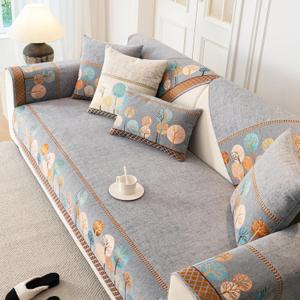 Boho Couch Cover, Non Slip Washable Sofa Covers, Chenille Couch Covers Quilted, Bohemian Sofa Slipcovers, Furniture Protector for Armrest and Backrest(Grey,36"x36",1pc)