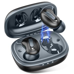 Sleep Earbuds, Mini ANC Wireless Earbuds Bluetooth 5.4 Headphones Deep Bass Stereo, 48H Playtime Ear Buds, 4 ENC Noise Cancelling Mic, IP7 In Ear Earphones for Side Sleepers,Touch Control, black