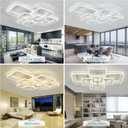 WPLONG Dimmable White Modern Ceiling Lamp with Remote for for Living Room,6 Square Acrylic Modern Lighting Fixture Ceiling Lights,3000K-6500K Flush Mount Light Fixture for Bedroom Dining Room