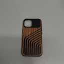 TENDLIN Compatible with iPhone 13 Case Wood Grain with Carbon Fiber Texture Design Leather Hybrid Slim Case (Hairline)