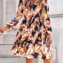 BTFBM Women Fall Dresses 2026 Floral Long Sleeve Mini Boho Dress (XS)