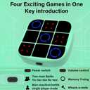 Tic-Tac-Toe Bolt Game, 4-in-1 Handheld Puzzle Games Console, Electronic Tic-Tac-Toe Game for Educational and Memory Growth, Portable Travel Games for Car Ride, Board Games for Kids and Adults (Cyan)