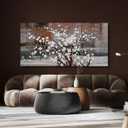 KLAKLA Large Canvas Wall Art for Living Room Brown Picture Wall Decor Modern Paintings Plum Blossom Art Prints Bedroom Office Framed Artwork for Wall