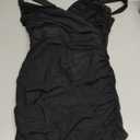 BEAGIMEG Women's Sexy Bodycon Sleeveless Ruched Mesh Club Party Midi Dress Black, M