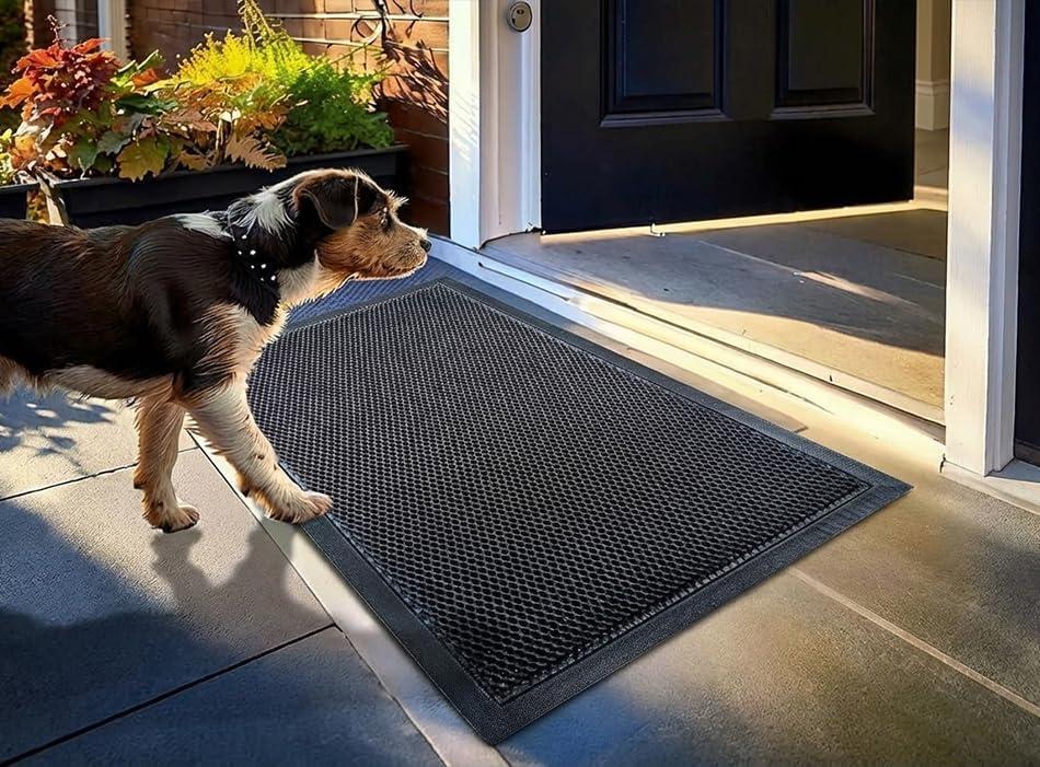 Muddy Mat Mesh Door Mat Heavy-Duty Quick-Dry Floor Mat, Sand & Dirt Trapper for Indoor & Outdoor, Ideal for Entrance, Mudrooms, Patios & Garages, Low-Profile, Non-Slip, Washable Black 17"x30"x0.4"