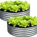 Foxlang 4x4x1ft(2 Pack) Galvanized Round Raised Garden Bed,Outdoor Planter Box Metal Patio Kit Planting Bed for Vegetables Flowers Herb,Silver